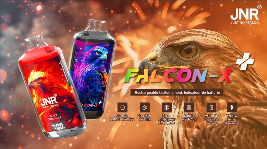 JNR Falcon X Plus 28000 : la puff longue durée aux saveurs intenses